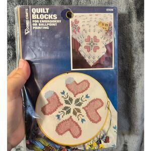 Stamped Quilt Blocks Embroidery/ Ballpoint Painting New Deadstock Vogart Crafts